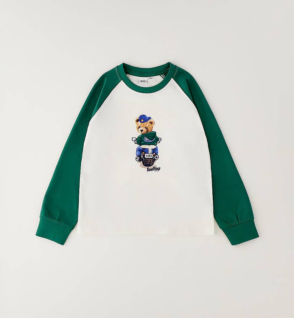 Erkek Çocuk Ayı Figürlü Raglan Kollu Sweatshirt - 2