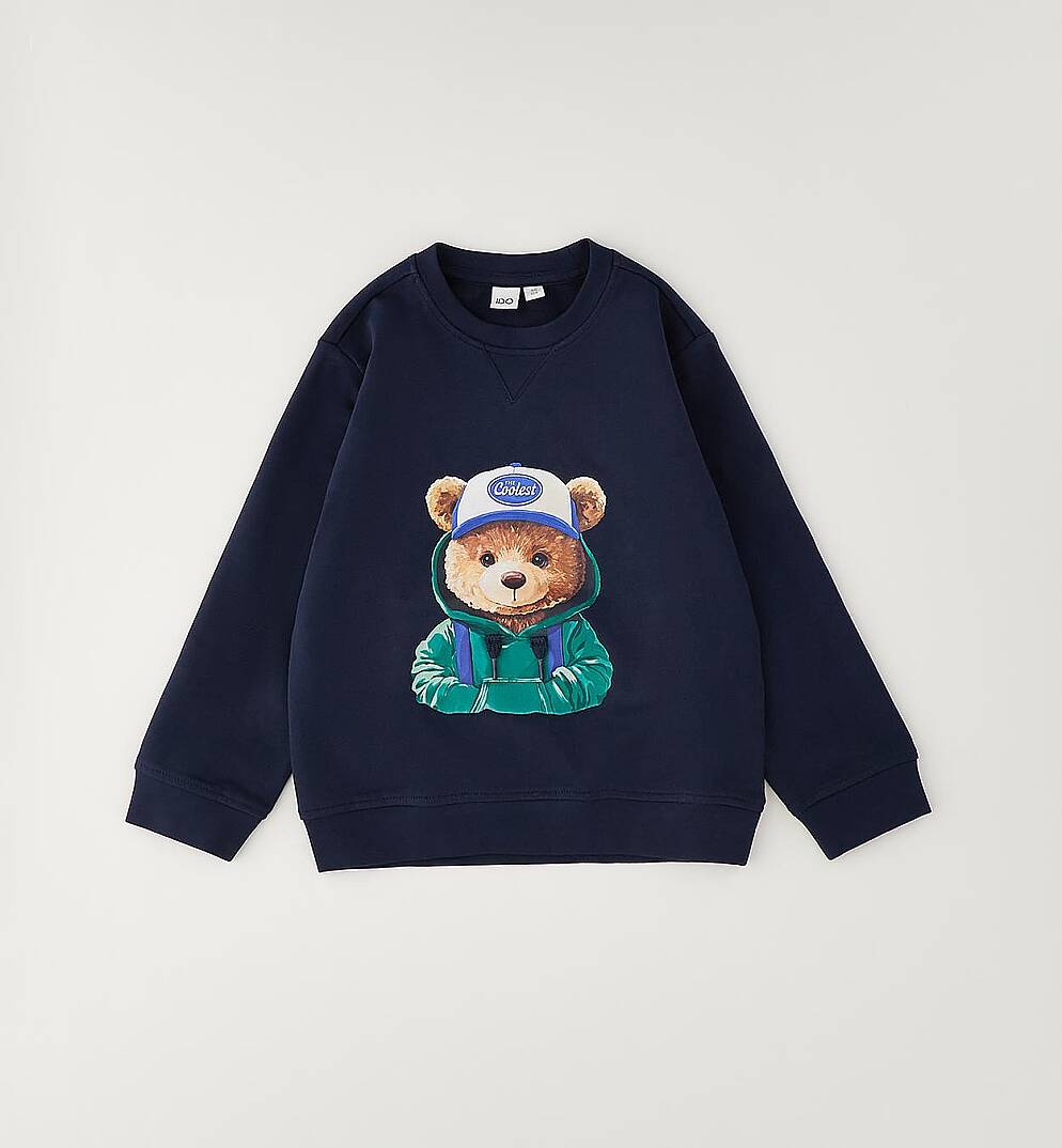 Erkek Çocuk Sevimli Ayı Baskılı Lacivert Sweatshirt - 2