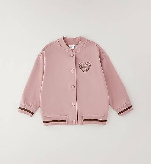 Kız Çocuk 3'lü Kombin Set-Pembe Kolej Ceket, tshirt ve İspanyol Paça Pantolon - 4